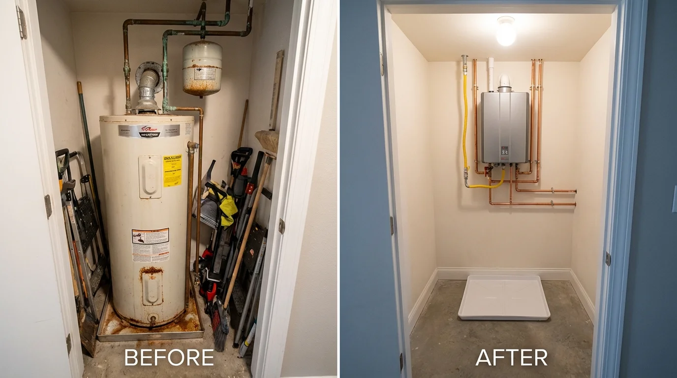 Tank water heater versus wall-mounted tankless unit comparison for Van Buren, AR homeowners